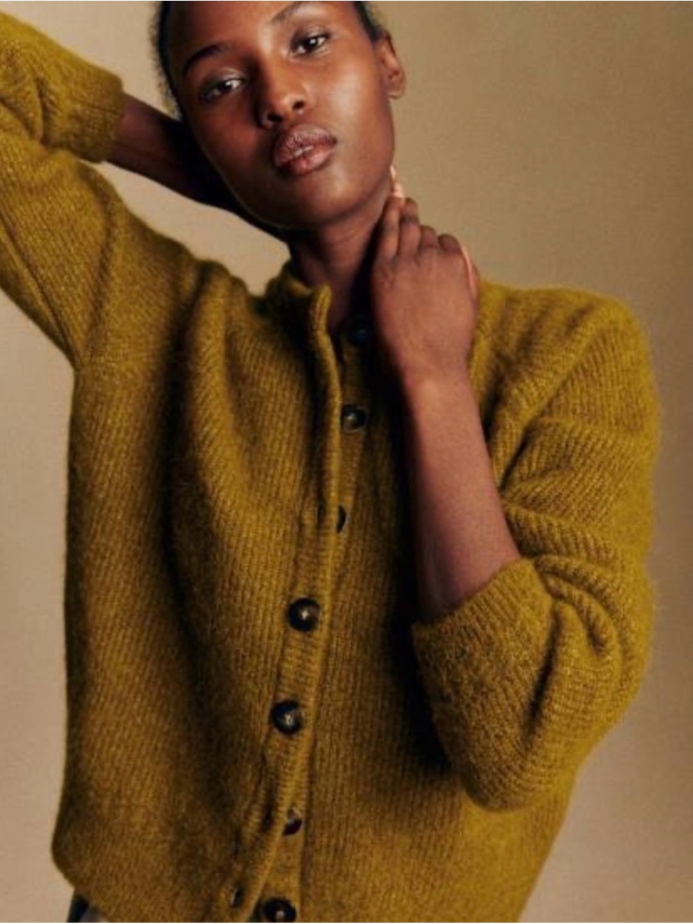 Rare Sezane Othello Olive Green Cardigan